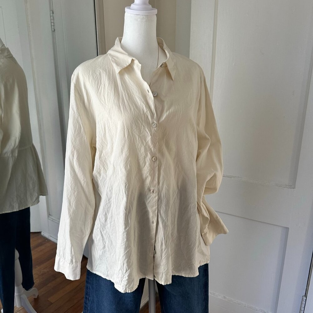 100% Silk J. Jill Ivory Button Up